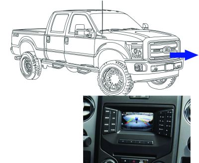 Grille Mount Front Camera for 4.2" Factory Display, Fits 2013-16 Super Duty 